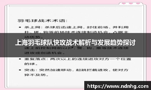 上海羽毛球队快攻战术解析与发展趋势探讨
